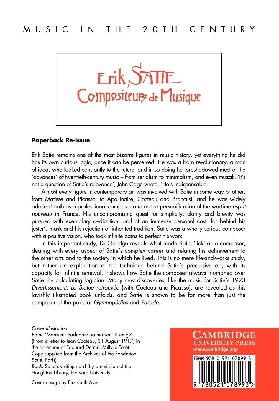 Rückseite: 9780521078993 | Satie the Composer | Robert Orledge | Taschenbuch | Englisch | 2008