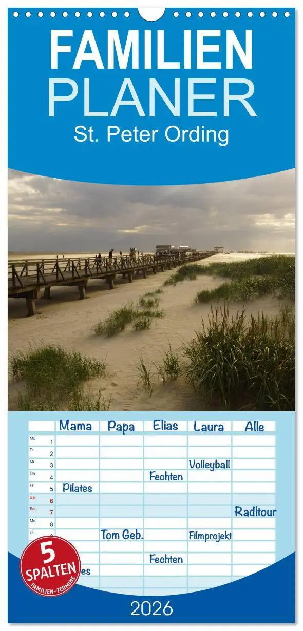 Cover: 9783516518993 | Familienplaner 2026 - St. Peter Ording 2026 mit 5 Spalten...