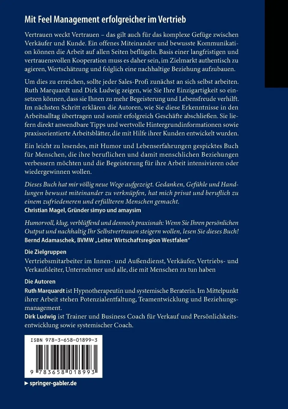 Rückseite: 9783658018993 | Mit Feel Management erfolgreicher im Vertrieb | Dirk Ludwig (u. a.)