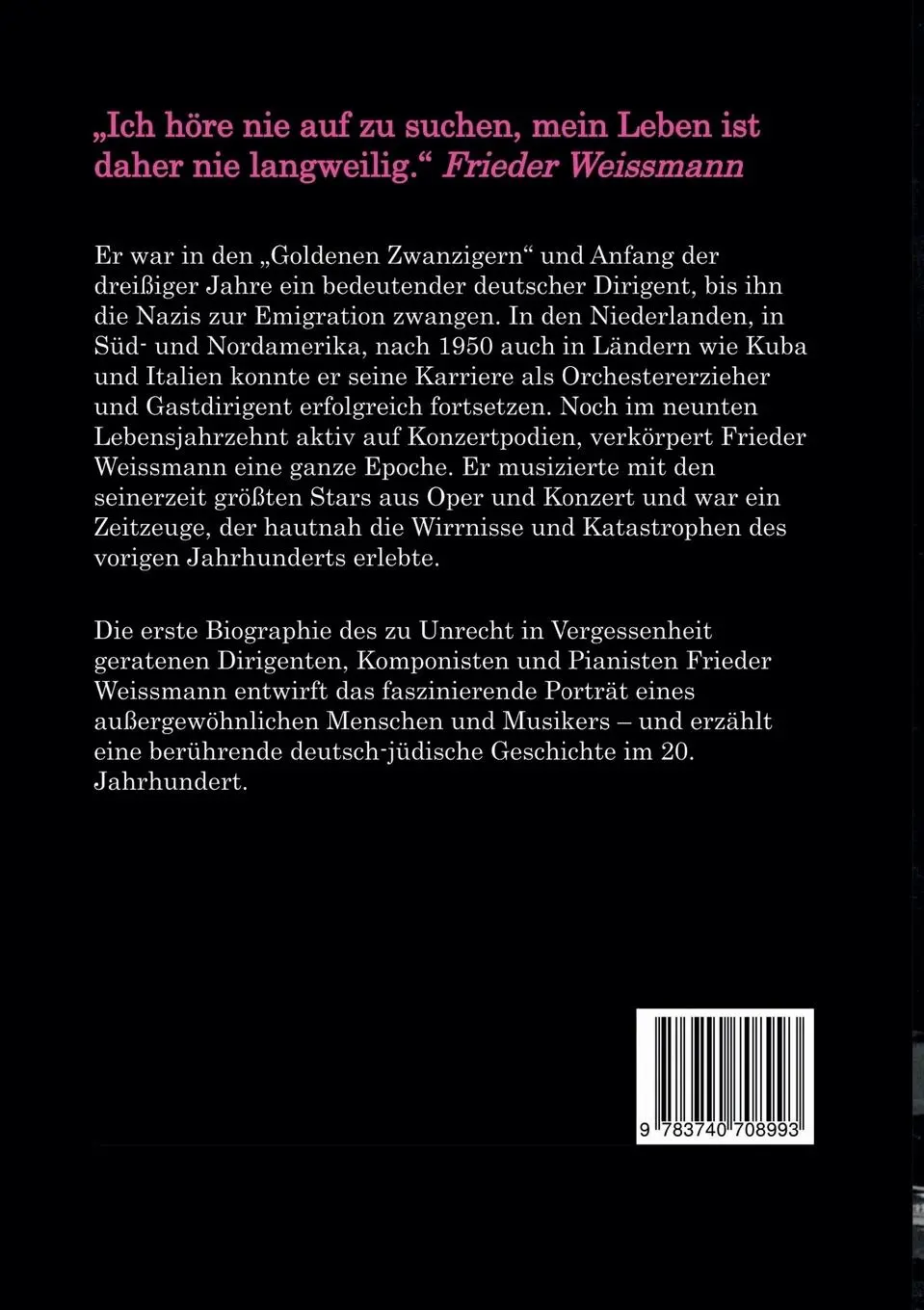 Rückseite: 9783740708993 | Der vergessene Maestro | Frieder Weissmann | Rainer Bunz | Taschenbuch