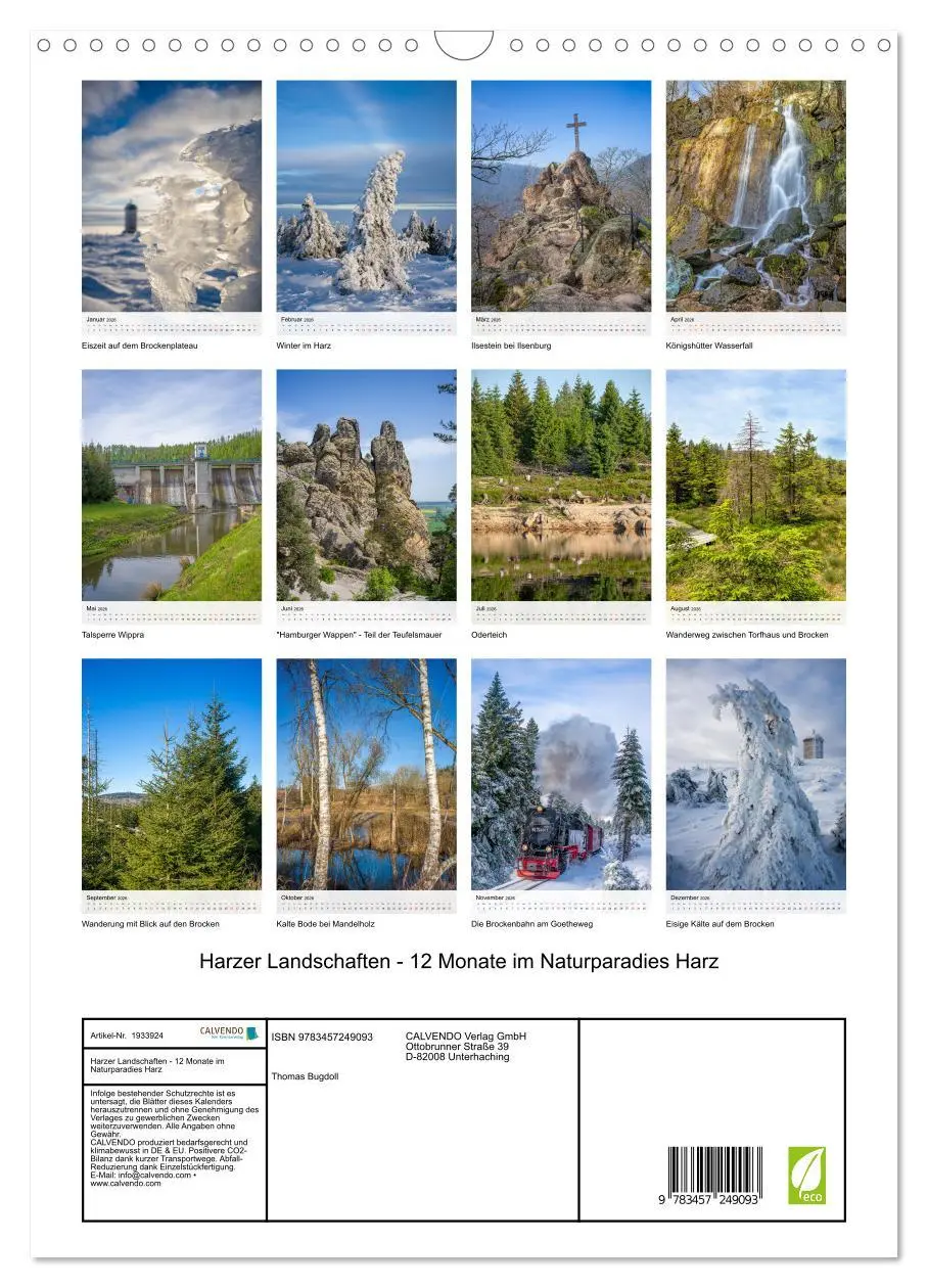 Bild: 9783457249093 | Harzer Landschaften - 12 Monate im Naturparadies Harz (Wandkalender...