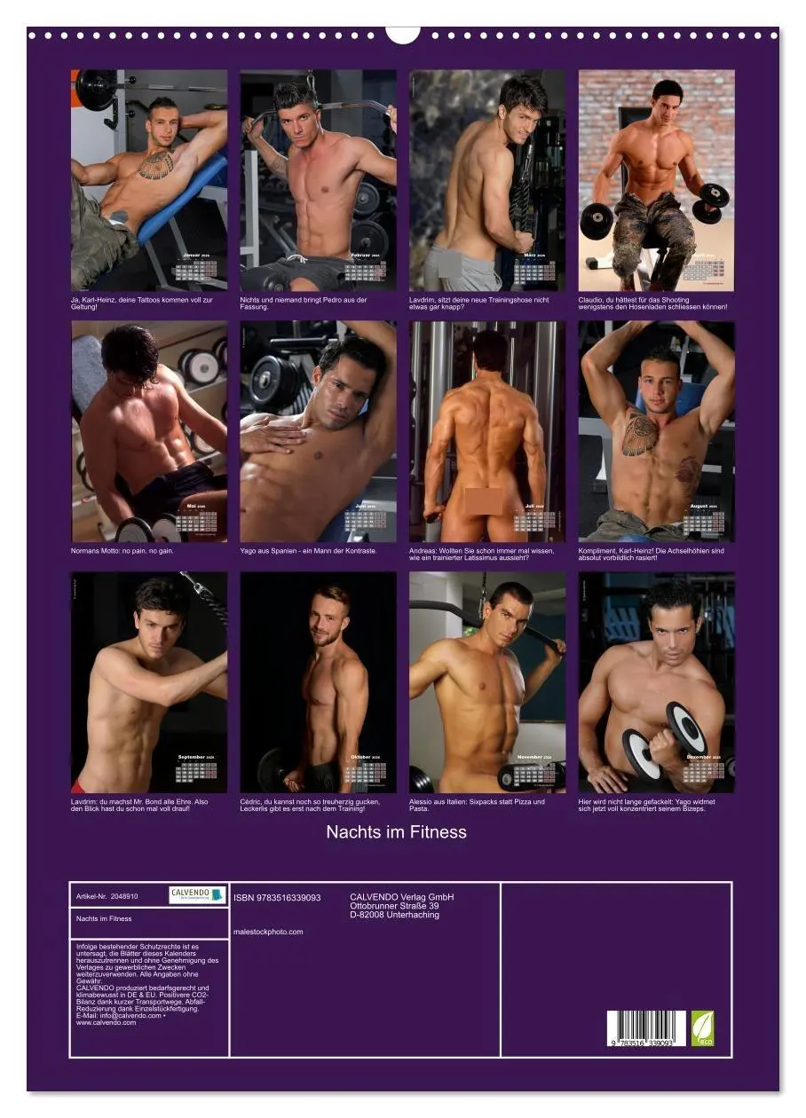 Bild: 9783516339093 | Nachts im Fitness (Wandkalender 2026 DIN A2 hoch), CALVENDO...