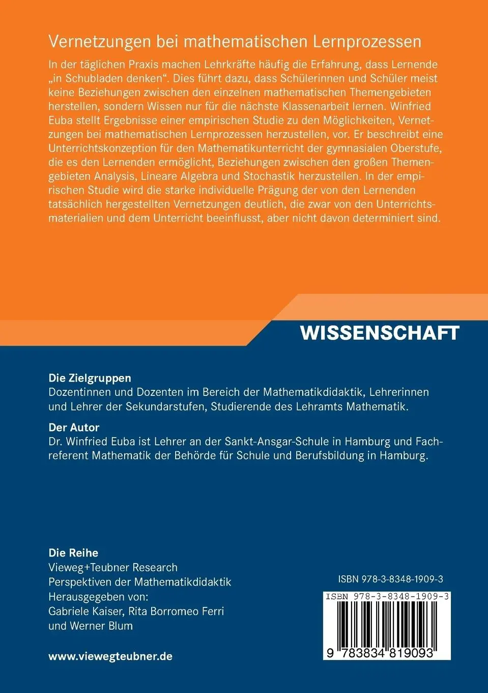 Rückseite: 9783834819093 | Vernetzungen bei mathematischen Lernprozessen | Winfried Euba | Buch