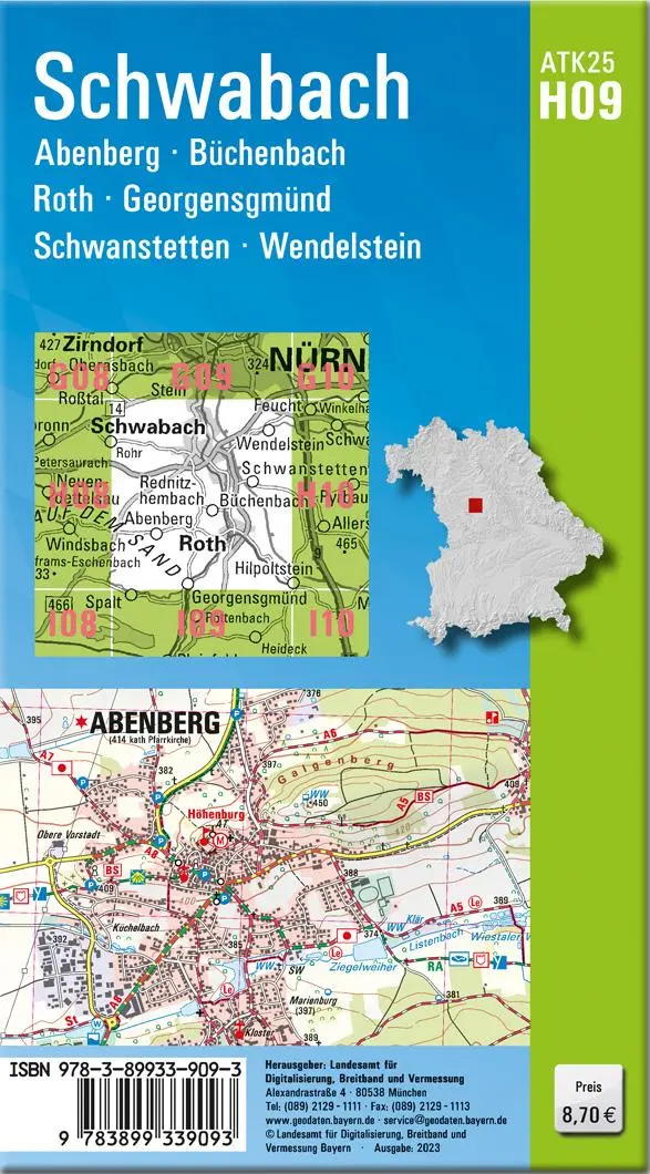 Rückseite: 9783899339093 | Schwabach 1 : 25 000 | Digitalisierung | (Land-)Karte | Deutsch | 2023