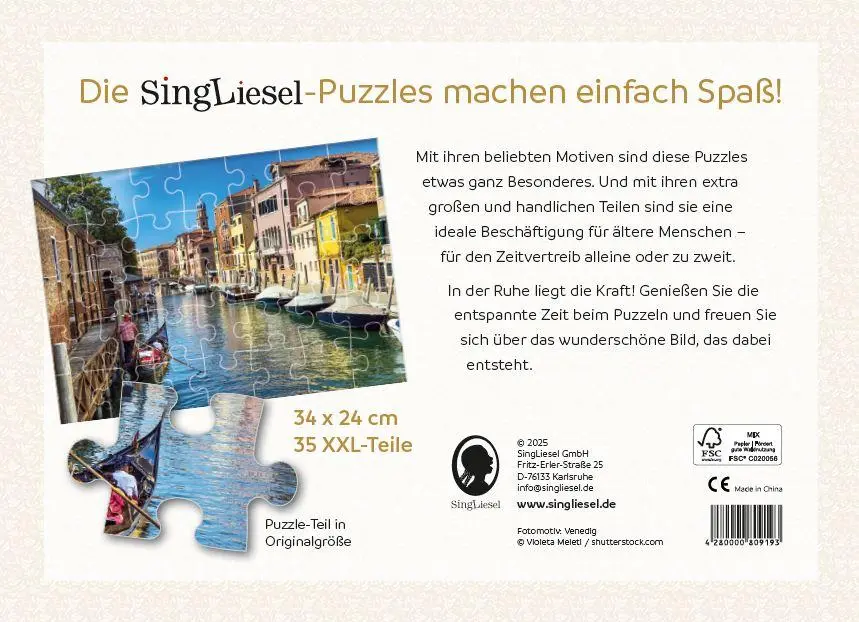 Rückseite: 4280000809193 | Demenz-Puzzle: Venedig. Das Demenz-Puzzle-Spiel mit 35...