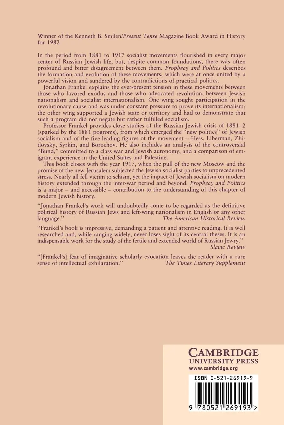 Rückseite: 9780521269193 | Prophecy and Politics | Jonathan Frankel | Taschenbuch | Englisch