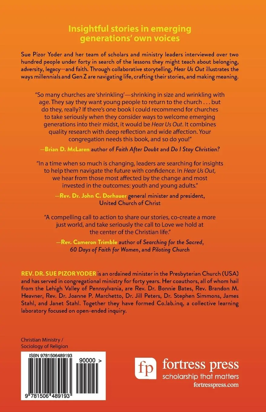 Rückseite: 9781506489193 | Hear Us Out | Six Questions on Belonging and Belief | Sue Pizor Yoder