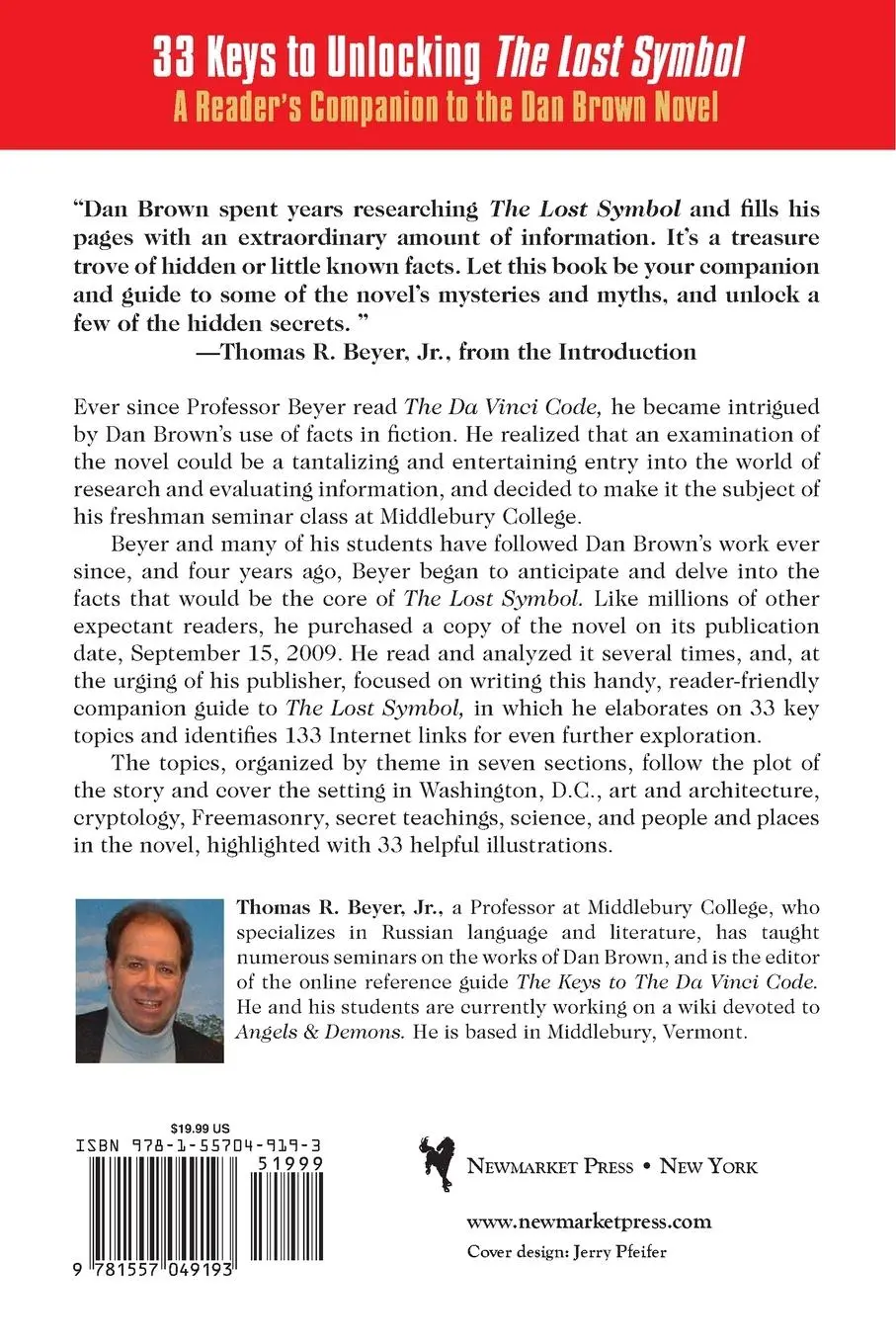 Rückseite: 9781557049193 | 33 Keys to Unlocking the Lost Symbol | Thomas R Beyer | Taschenbuch