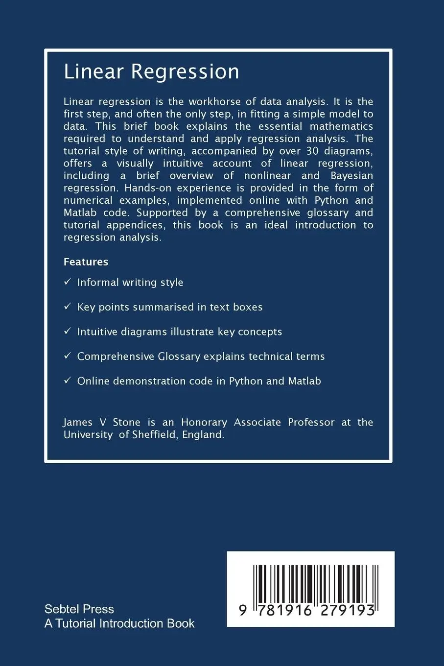 Rückseite: 9781916279193 | Linear Regression | James V Stone | Taschenbuch | Englisch | 2022