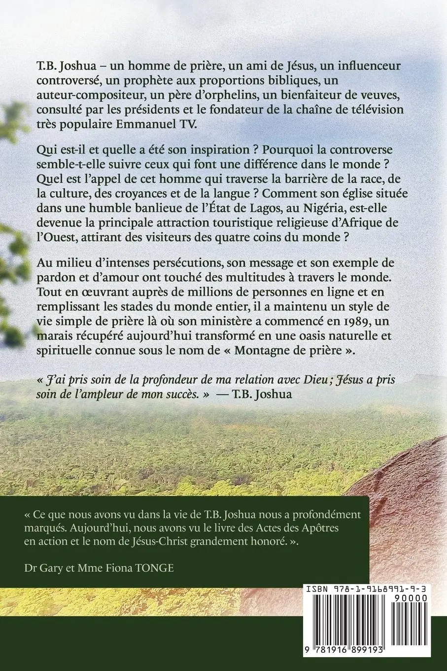Rückseite: 9781916899193 | TB Joshua - Serviteur de Dieu | Gary J Tonge (u. a.) | Taschenbuch