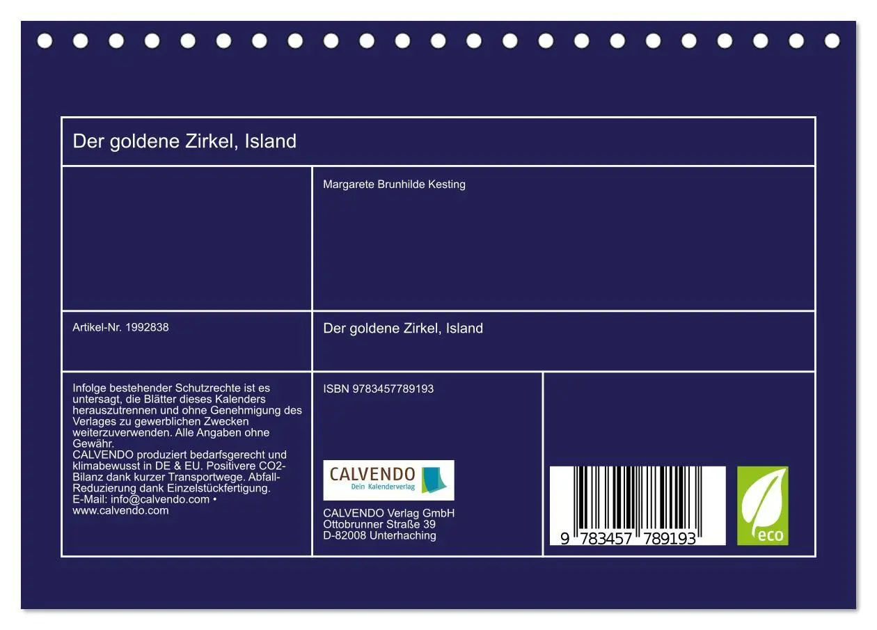 Bild: 9783457789193 | Der goldene Zirkel, Island (Tischkalender 2026 DIN A5 quer),...