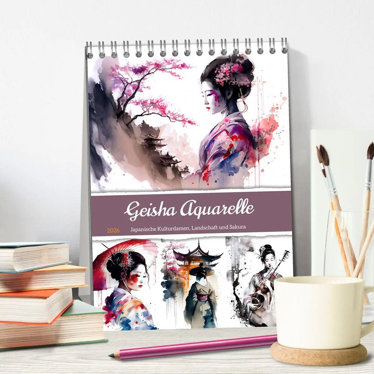 Bild: 9783516329193 | Geisha Aquarelle - Japanische Kulturdamen, Landschaft und Sakura...