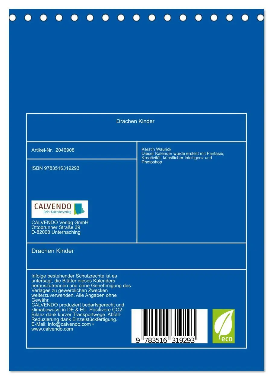 Bild: 9783516319293 | Drachen Kinder (Tischkalender 2026 DIN A5 hoch), CALVENDO...