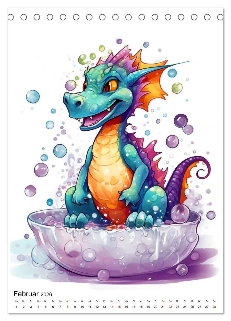 Bild: 9783516319293 | Drachen Kinder (Tischkalender 2026 DIN A5 hoch), CALVENDO...