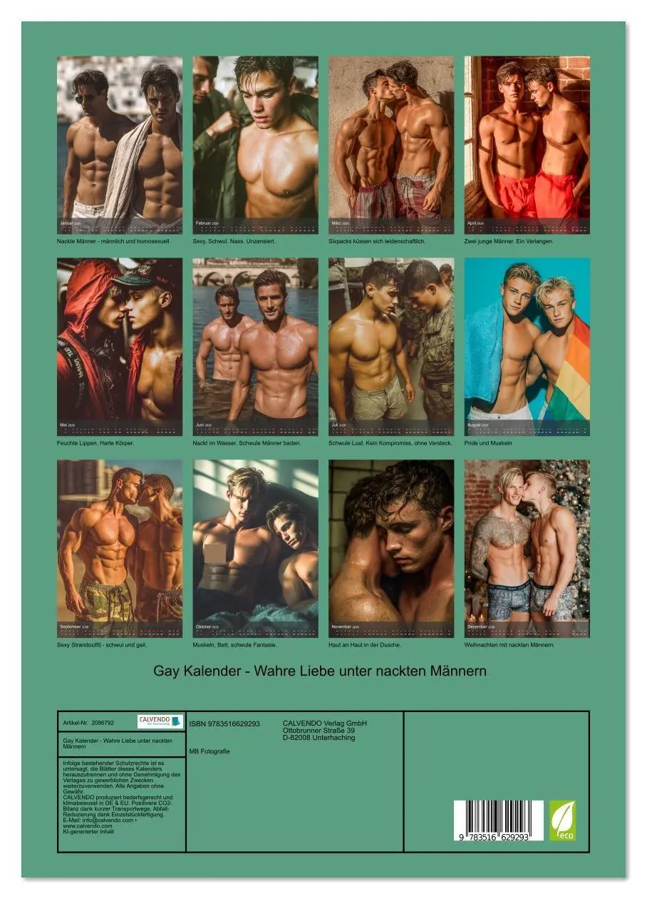 Bild: 9783516629293 | Gay Kalender - Wahre Liebe unter nackten Männern (hochwertiger...
