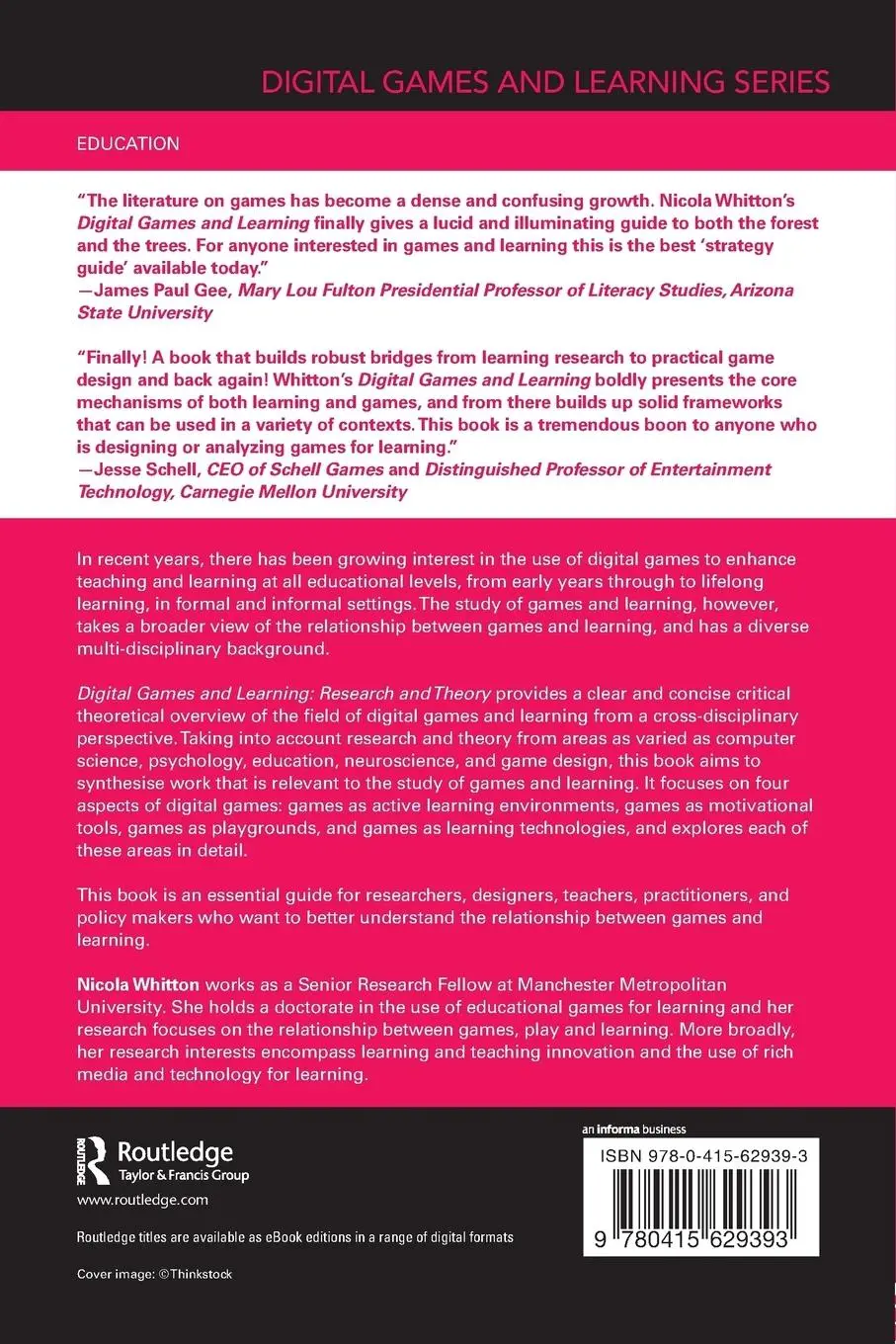 Rückseite: 9780415629393 | Digital Games and Learning | Research and Theory | Nicola Whitton