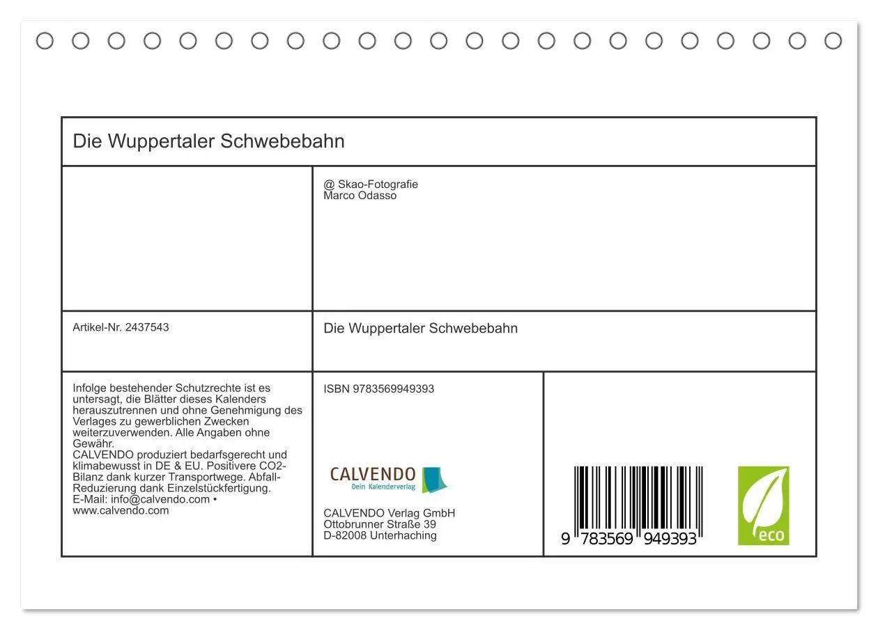 Bild: 9783569949393 | Die Wuppertaler Schwebebahn (Tischkalender 2027 DIN A5 quer),...