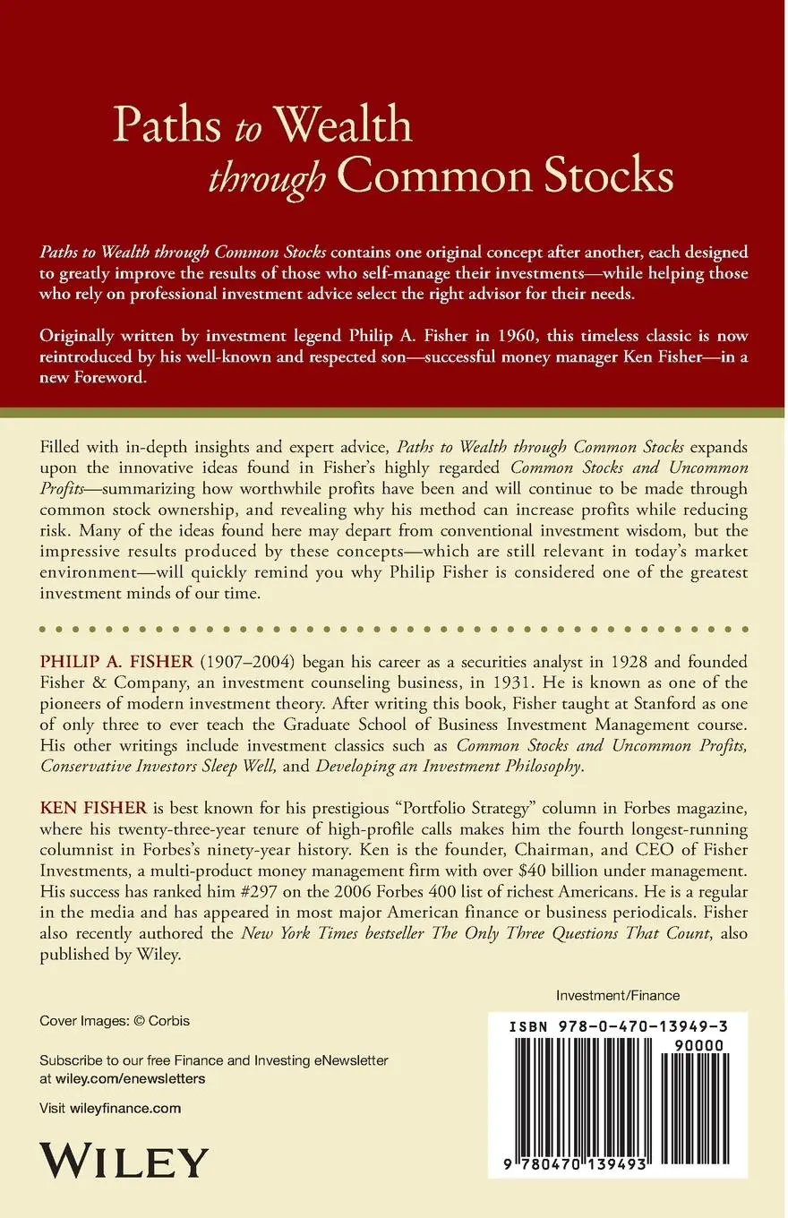 Rückseite: 9780470139493 | Paths to Wealth Through Common Stocks | Philip A Fisher | Taschenbuch