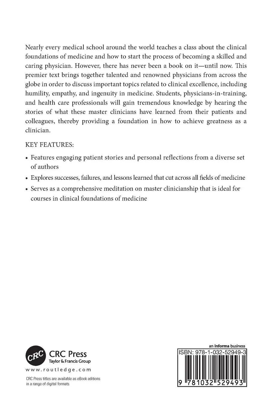 Rückseite: 9781032529493 | Masterclass in Medicine | Lessons from the Experts | Liebowitz (u. a.)