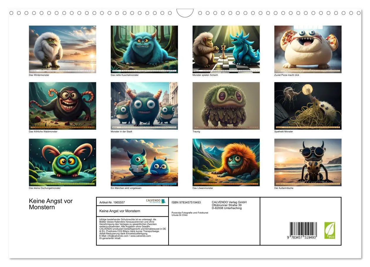 Bild: 9783457519493 | Keine Angst vor Monstern (Wandkalender 2026 DIN A3 quer), CALVENDO...