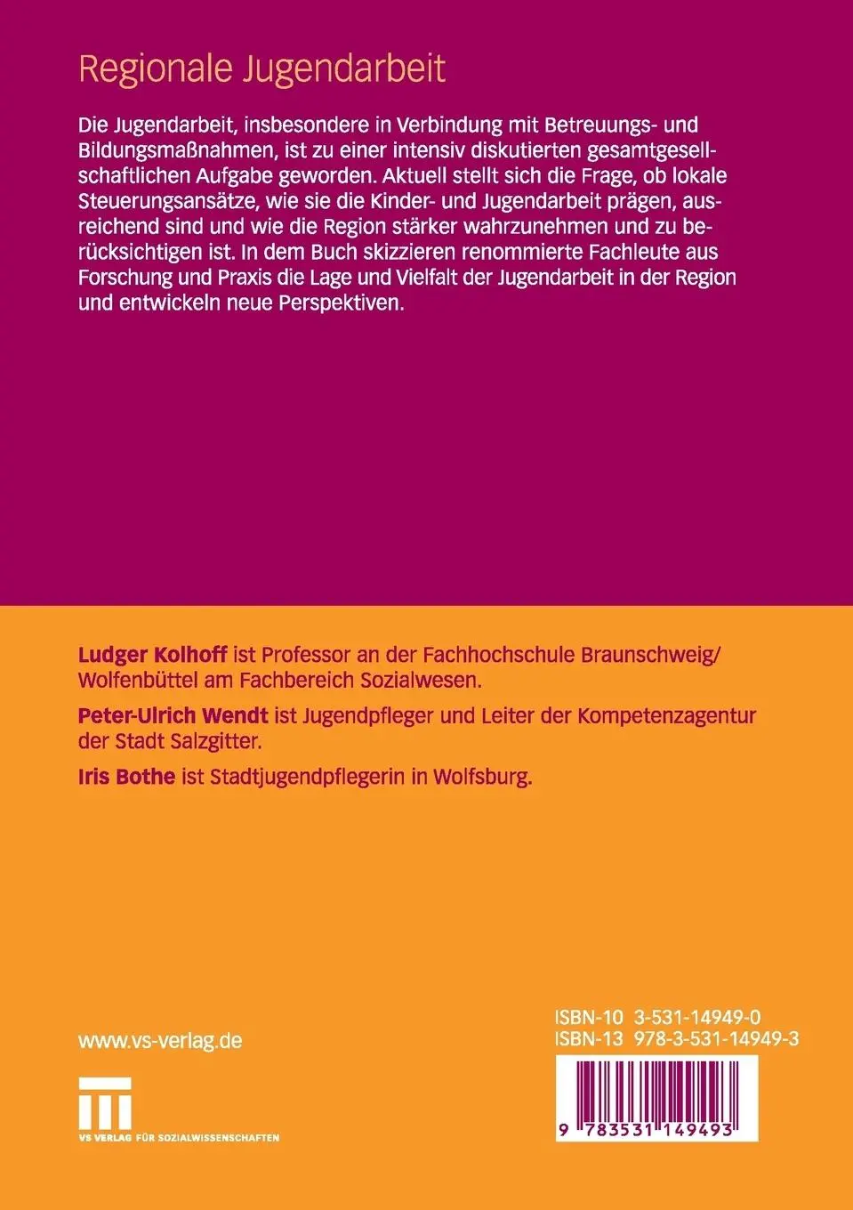 Rückseite: 9783531149493 | Regionale Jugendarbeit | Wege in die Zukunft | Ludger Kolhoff (u. a.)