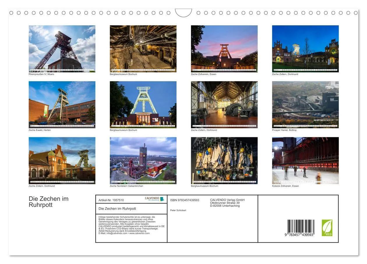 Bild: 9783457439593 | Die Zechen im Ruhrpott (Wandkalender 2026 DIN A3 quer), CALVENDO...