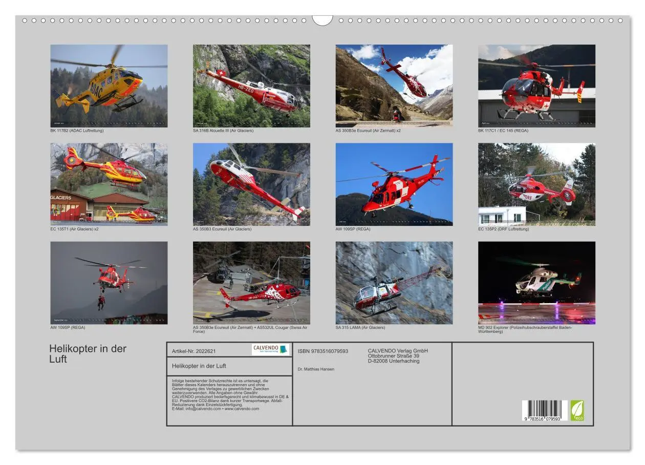 Bild: 9783516079593 | Helikopter in der Luft (Wandkalender 2026 DIN A2 quer), CALVENDO...