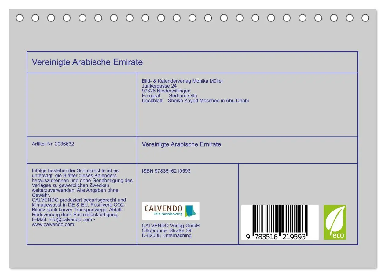 Bild: 9783516219593 | Vereinigte Arabische Emirate (Tischkalender 2026 DIN A5 quer),...