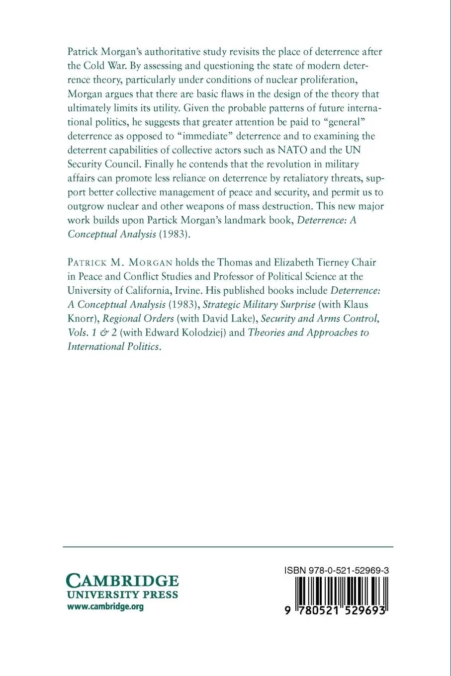 Rückseite: 9780521529693 | Deterrence Now | Patrick M. Morgan | Taschenbuch | Englisch | 2011
