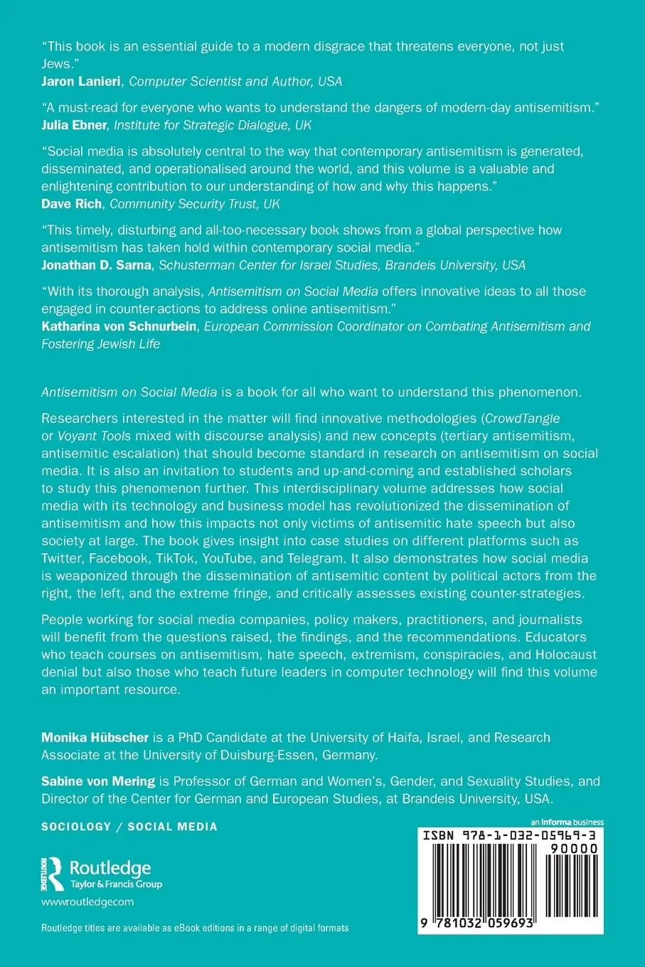 Rückseite: 9781032059693 | Antisemitism on Social Media | Monika Hübscher (u. a.) | Taschenbuch