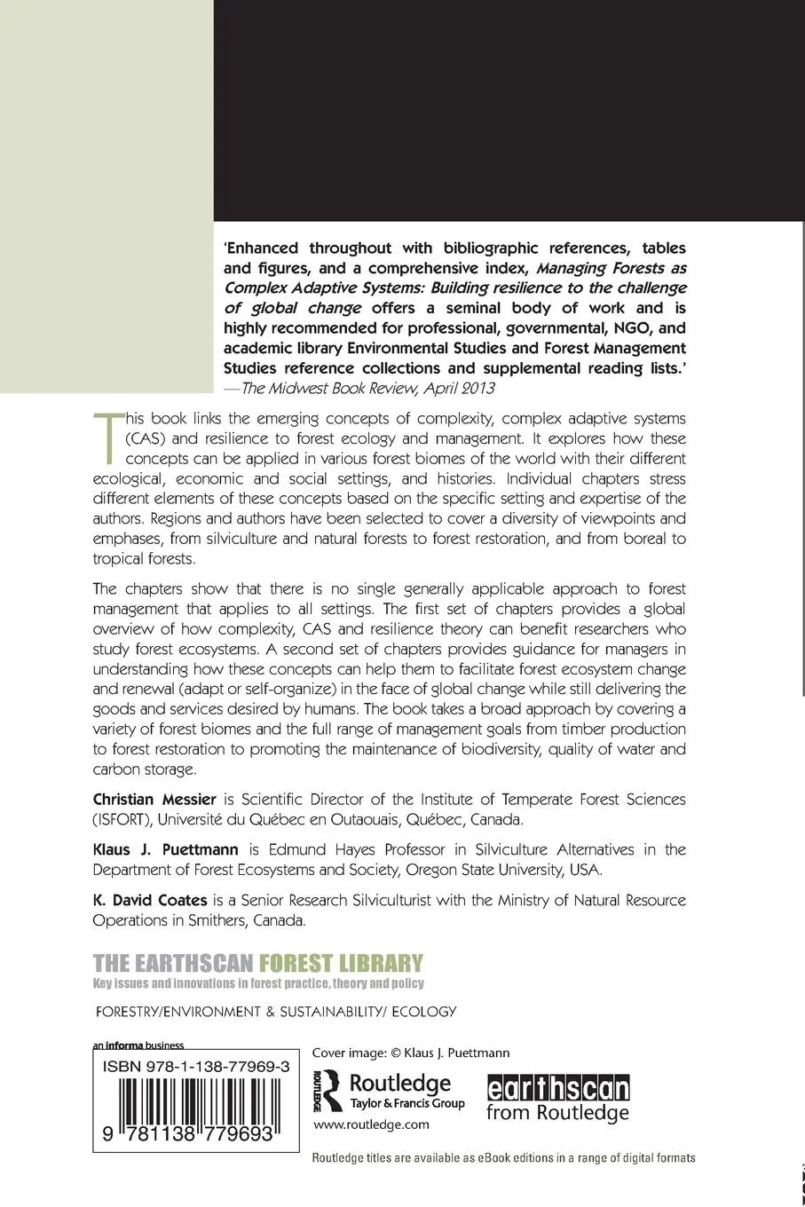 Rückseite: 9781138779693 | Managing Forests as Complex Adaptive Systems | Messier (u. a.) | Buch