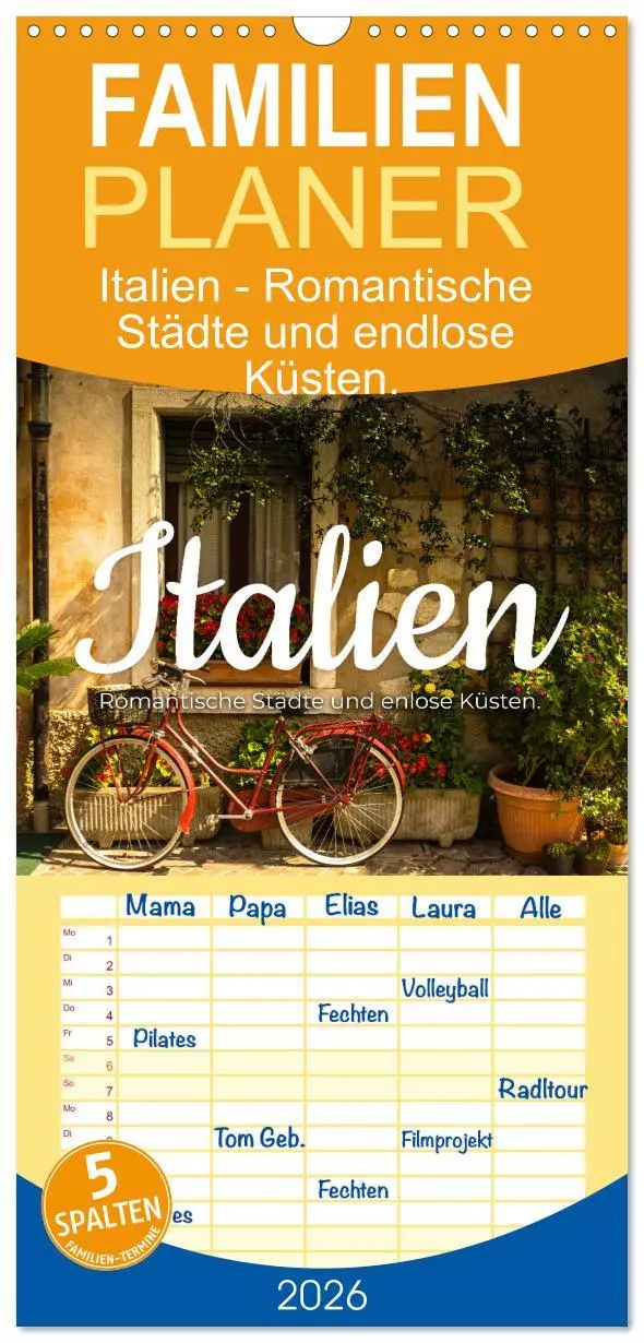 Cover: 9783516509793 | Familienplaner 2026 - Italien - Romantische Städte und endlose...