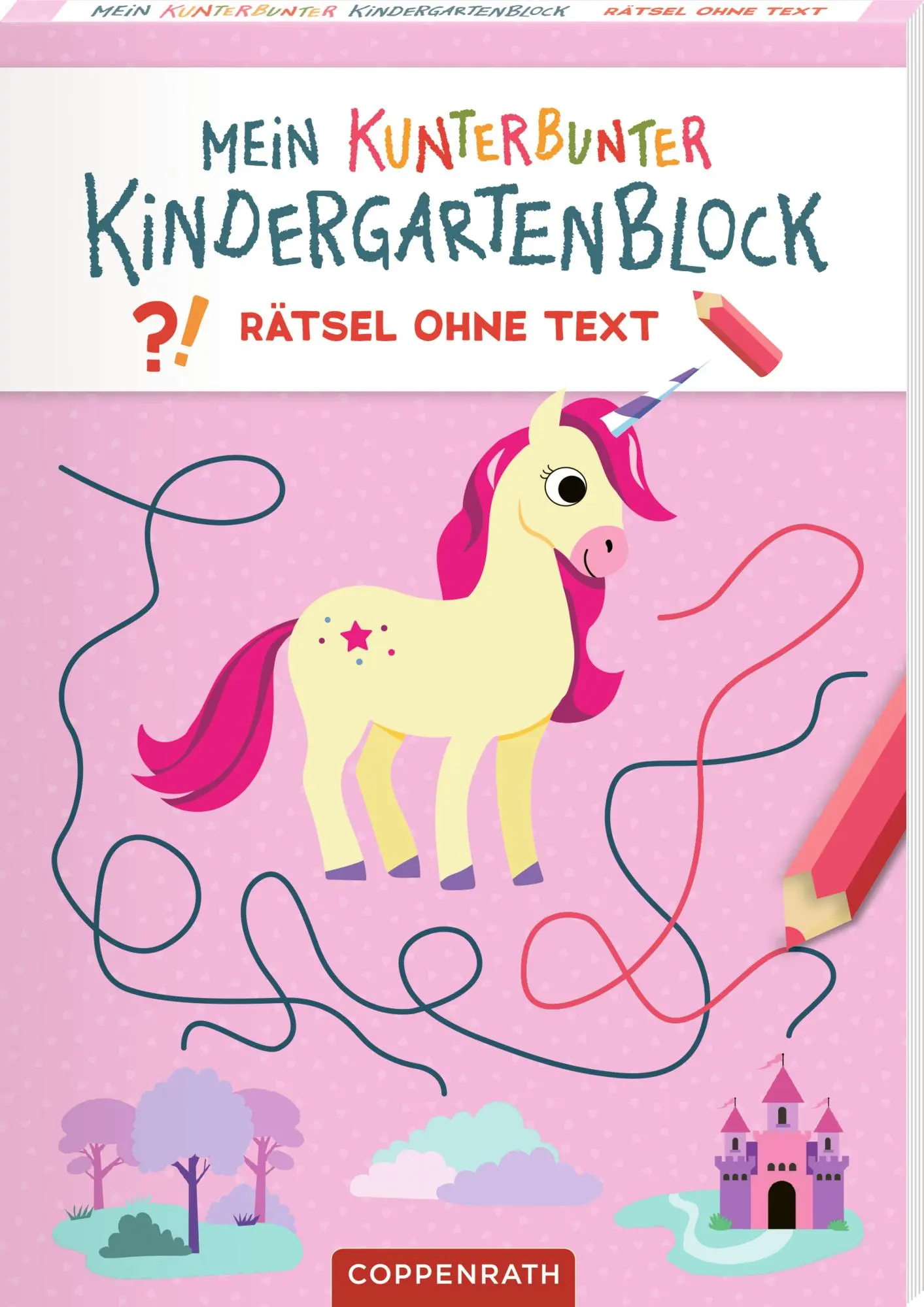Cover: 9783649649793 | Mein kunterbunter Kindergartenblock | Rätsel ohne Text (Einhörner)