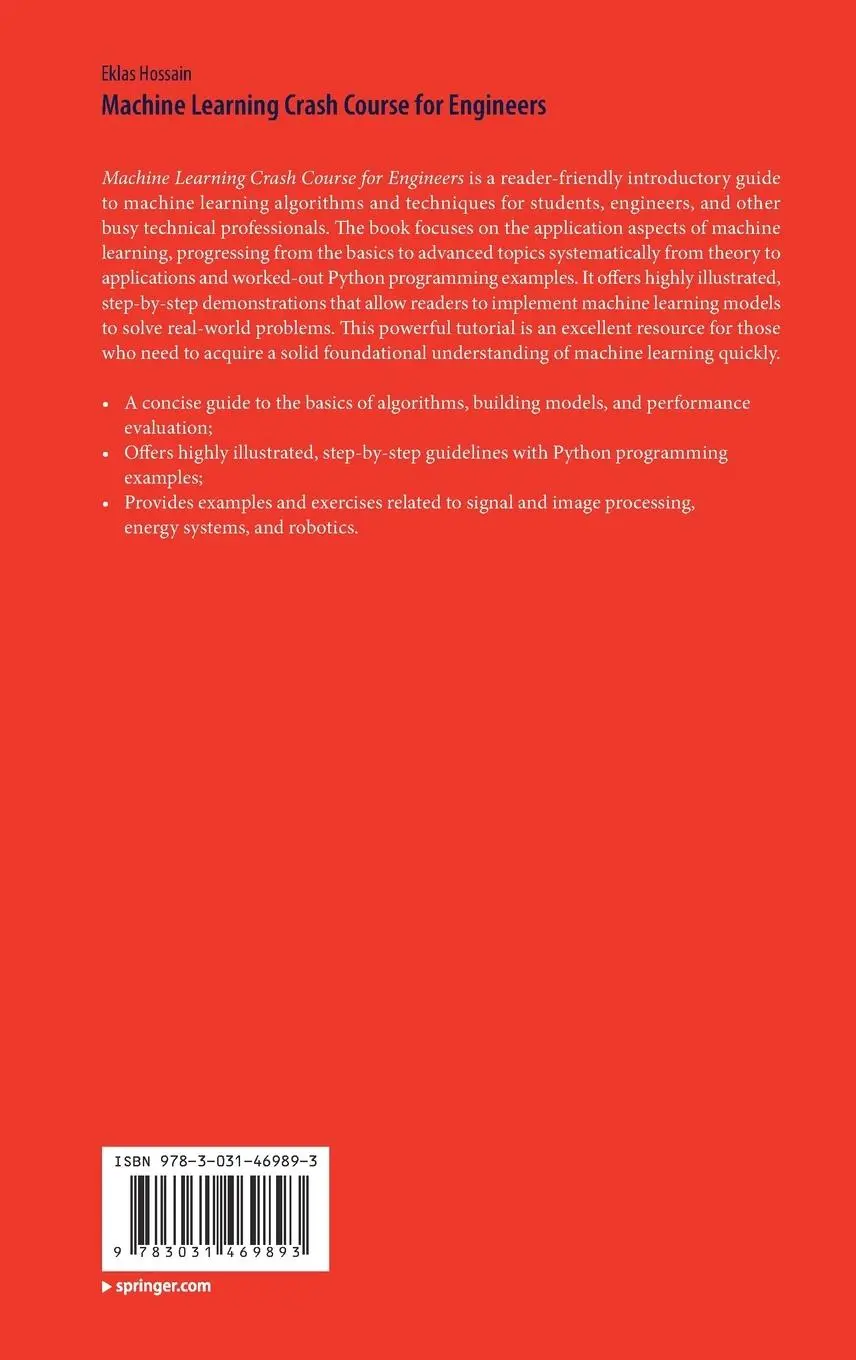 Rückseite: 9783031469893 | Machine Learning Crash Course for Engineers | Eklas Hossain | Buch