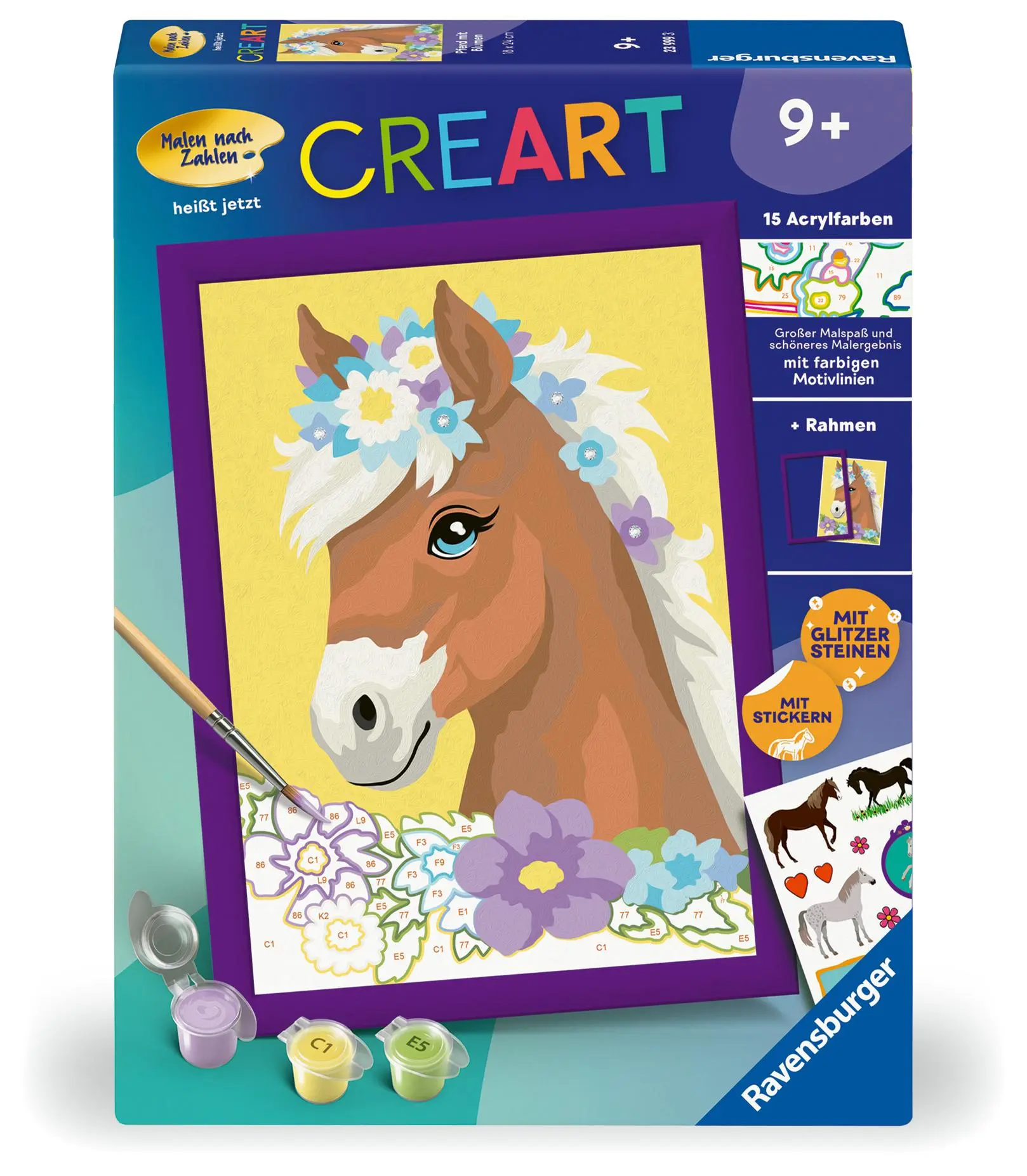 Cover: 4005556239993 | CreArt, Malen nach Zahlen Kinder - Pferd mit Blumen | Spiel | Spiel
