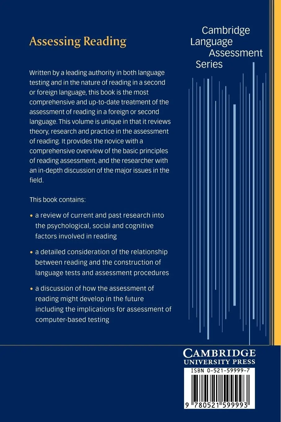 Rückseite: 9780521599993 | Assessing Reading | J. Charles Alderson (u. a.) | Taschenbuch | 2000