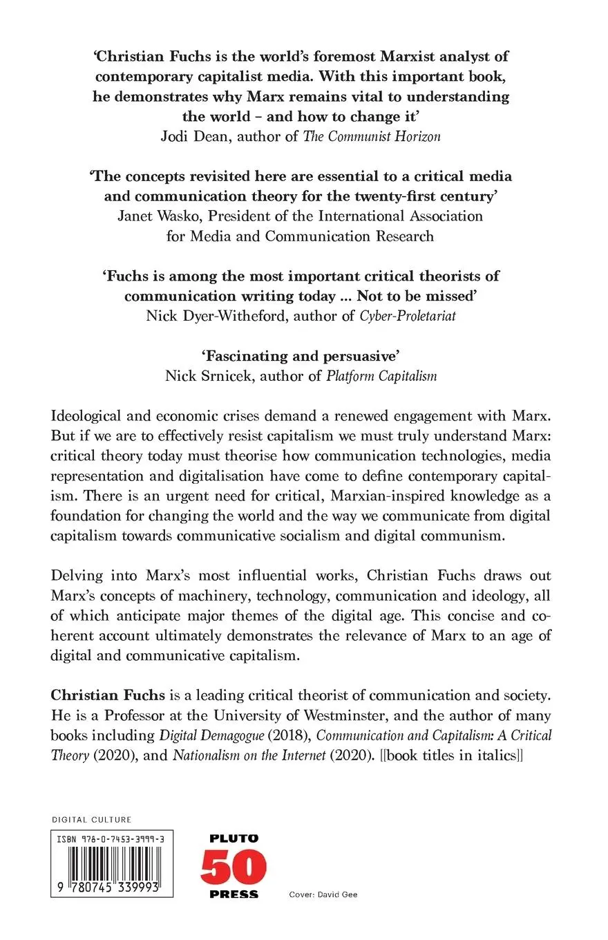 Rückseite: 9780745339993 | Rereading Marx in the Age of Digital Capitalism | Christian Fuchs