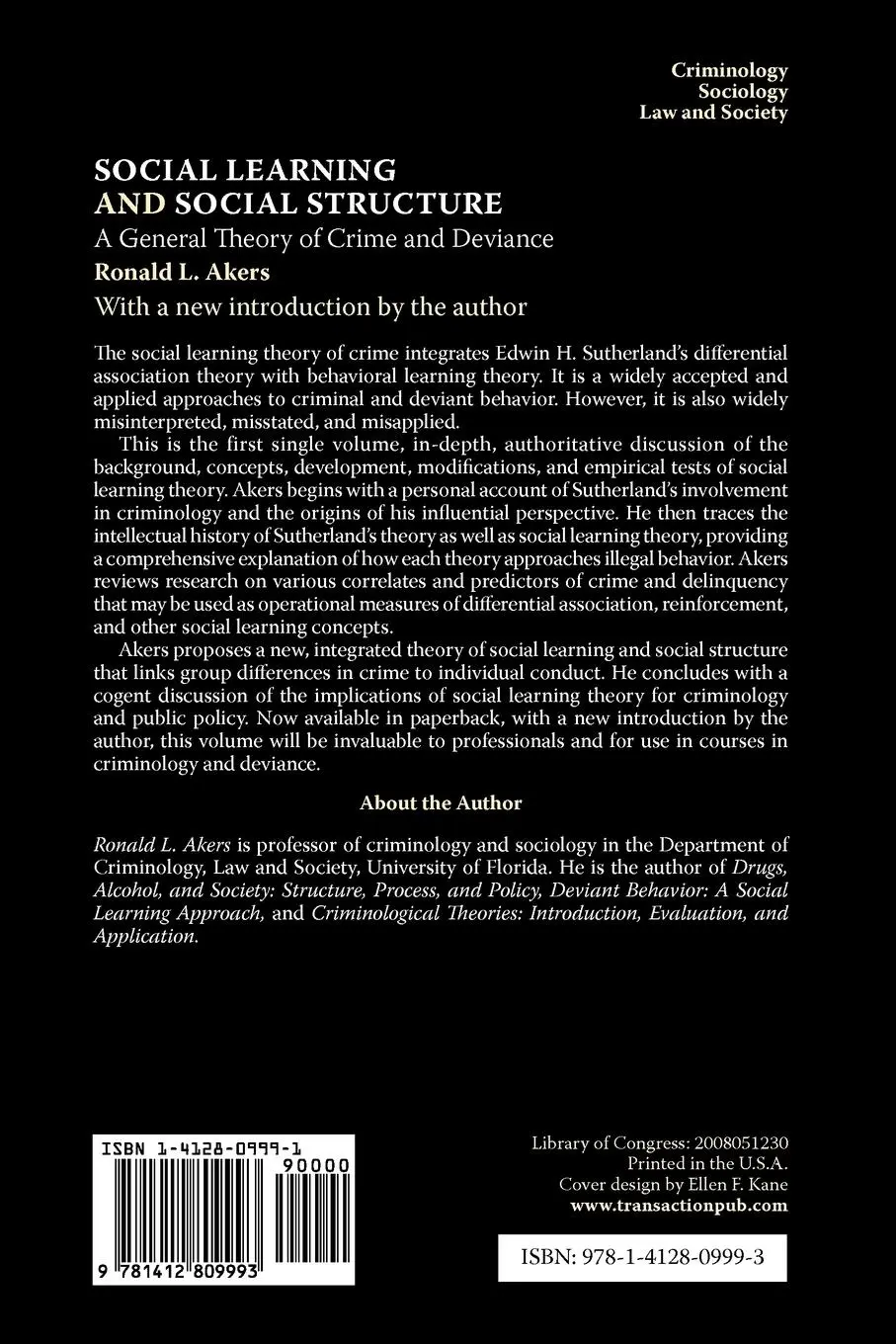 Rückseite: 9781412809993 | Social Learning and Social Structure | Ronald Akers | Taschenbuch