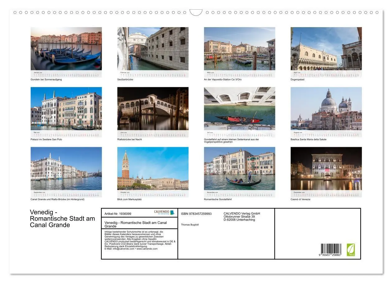 Bild: 9783457259993 | Venedig - Romantische Stadt am Canal Grande (Wandkalender 2026 DIN...