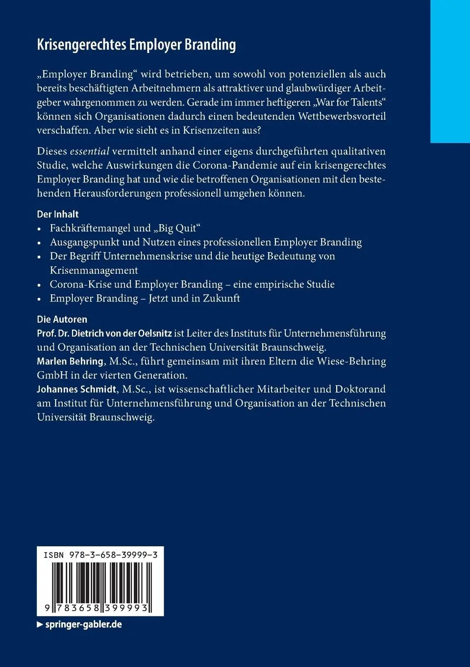 Rückseite: 9783658399993 | Krisengerechtes Employer Branding | Dietrich von der Oelsnitz (u. a.)