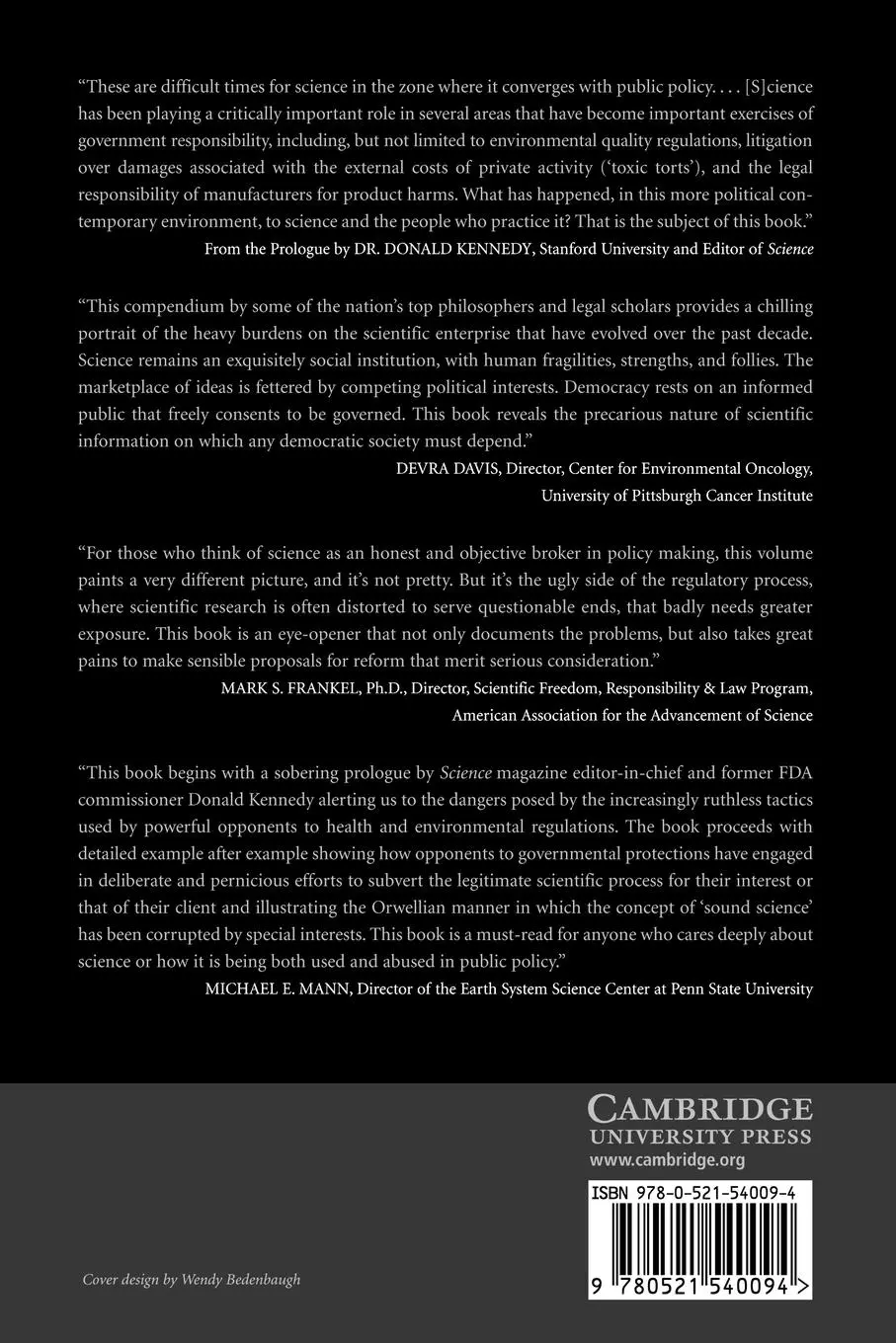 Rückseite: 9780521540094 | Rescuing Science from Politics | Wendy Wagner (u. a.) | Taschenbuch