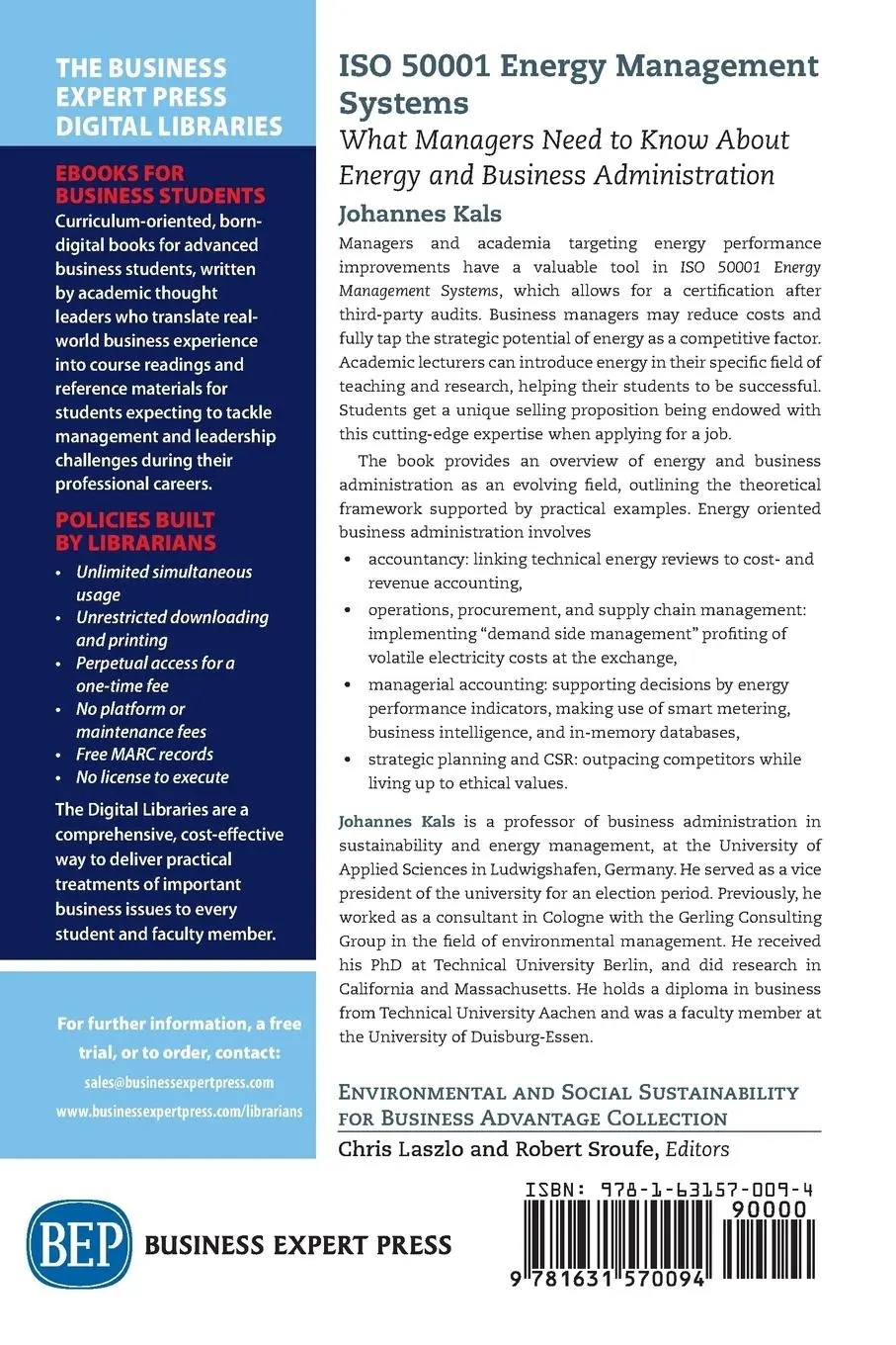 Rückseite: 9781631570094 | ISO 50001 Energy Management Systems | Johannes Kals | Taschenbuch