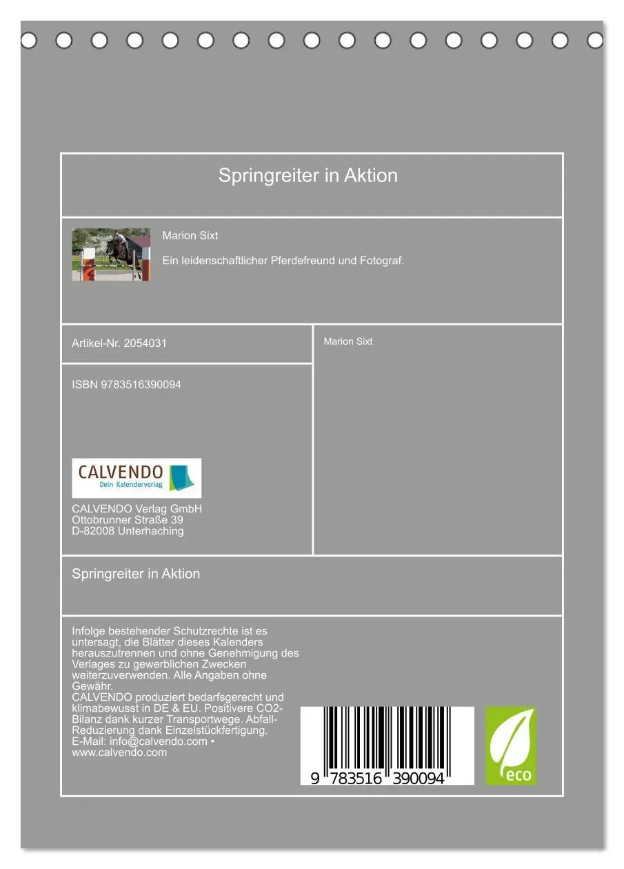 Bild: 9783516390094 | Springreiter in Aktion (Tischkalender 2026 DIN A5 hoch), CALVENDO...