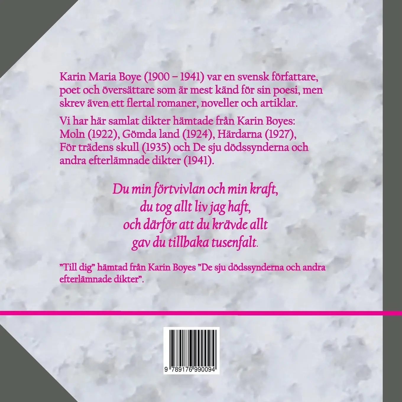 Rückseite: 9789176990094 | Karin Boye - Dikter | Karin Boye | Taschenbuch | Schwedisch | 2019