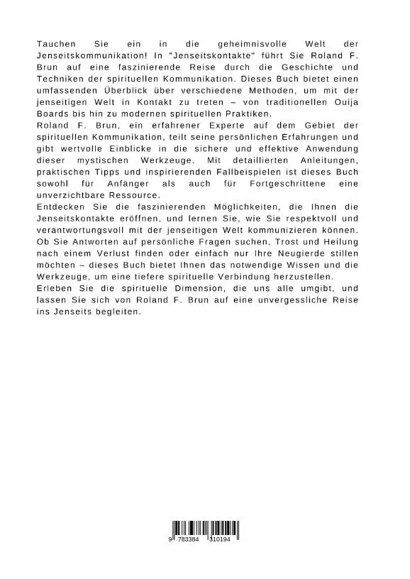 Rückseite: 9783384310194 | Jenseitskontakte | Roland F. Brun | Buch | 392 S. | Deutsch | 2024