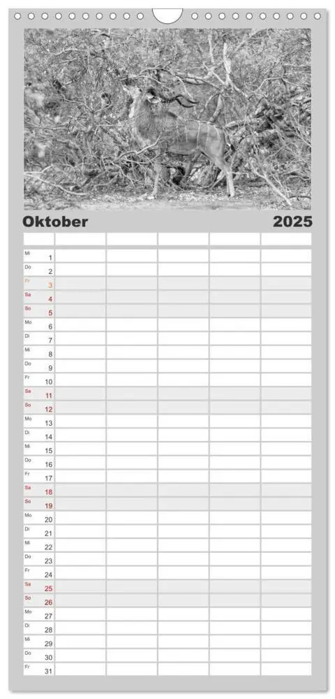 Bild: 9783457120194 | Familienplaner 2025 - Afrika Schwarz - Weiss mit 5 Spalten...