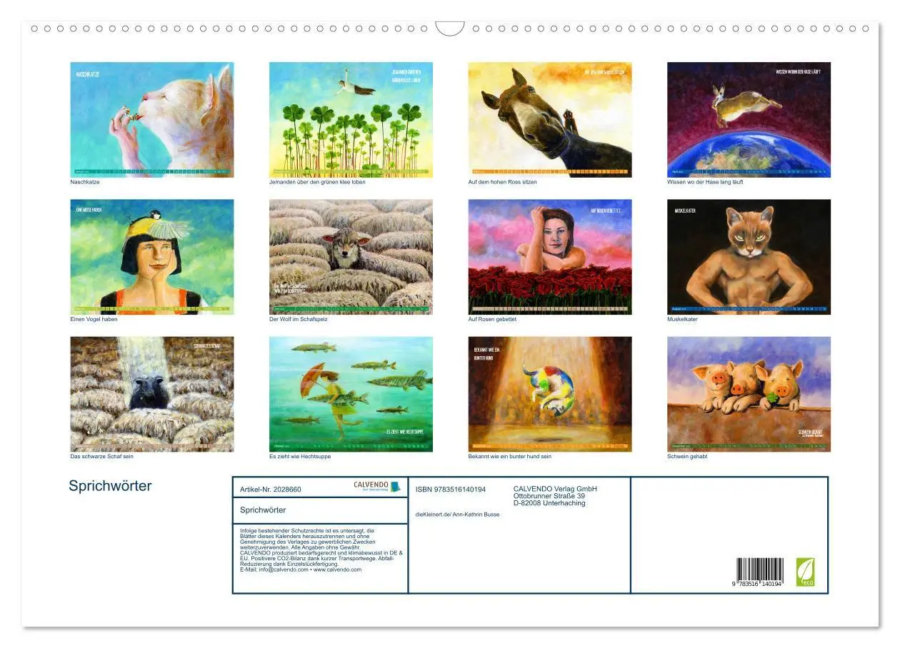 Bild: 9783516140194 | Sprichwörter (Wandkalender 2026 DIN A2 quer), CALVENDO Monatskalender