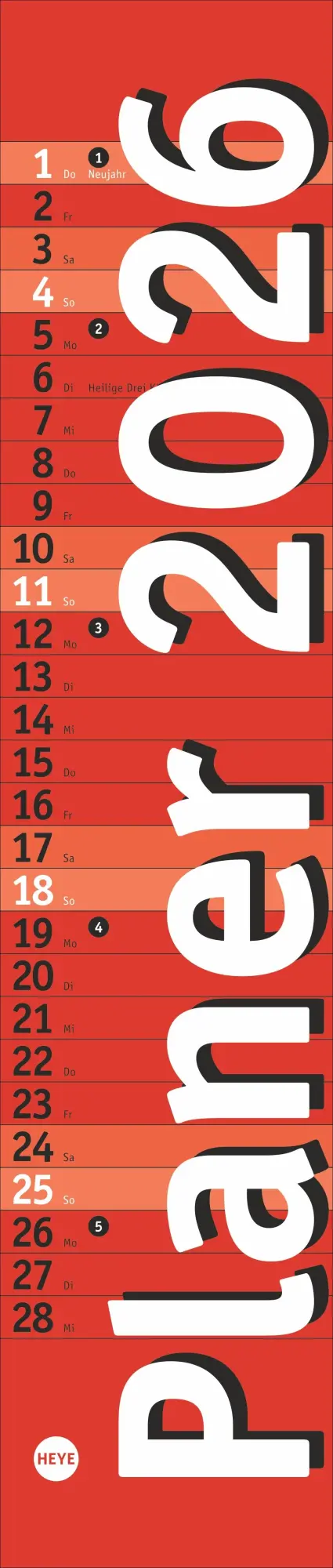 Cover: 9783756410194 | Langplaner mini, rot 2026 | Heye | Kalender | Bürokalender Heye | 2026