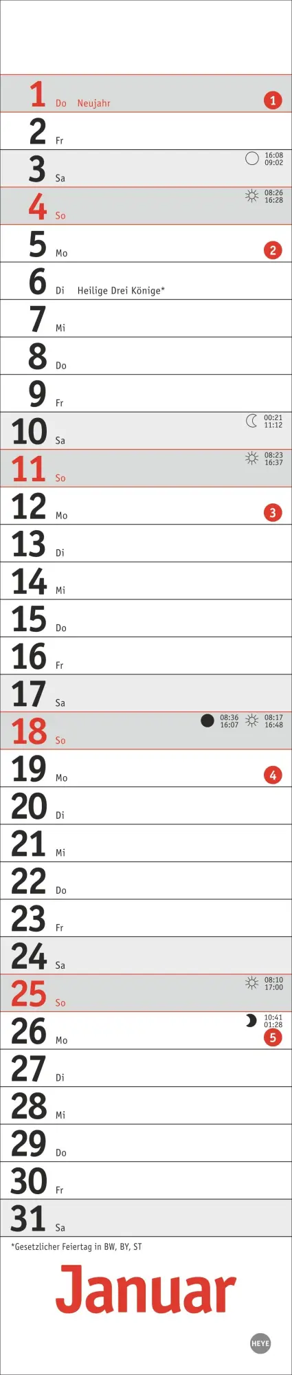 Bild: 9783756410194 | Langplaner mini, rot 2026 | Heye | Kalender | Bürokalender Heye | 2026