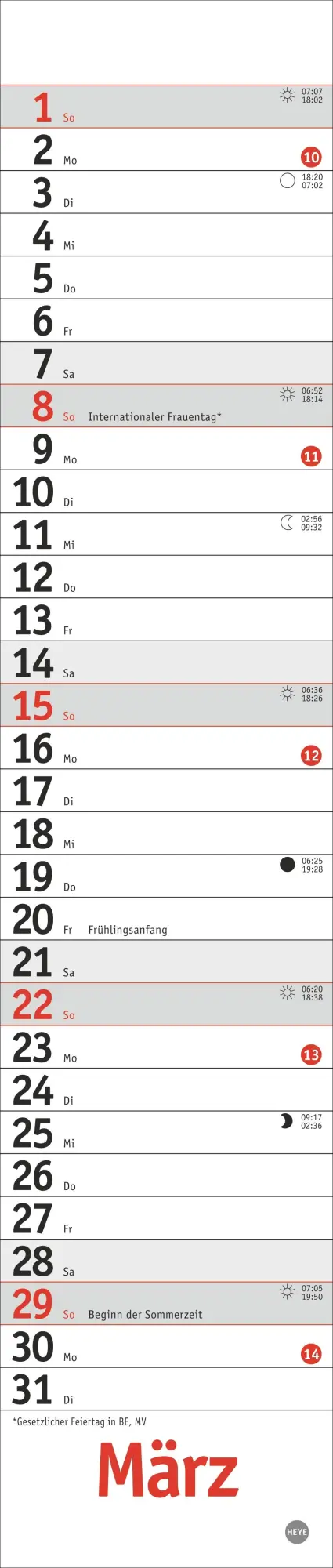 Bild: 9783756410194 | Langplaner mini, rot 2026 | Heye | Kalender | Bürokalender Heye | 2026